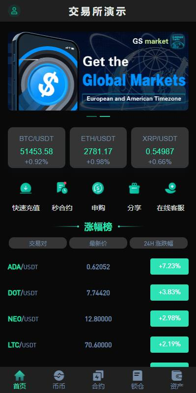 交易所  7国语言  新UI海外交易所系统/二开优化 前端uniapp/PC端vue/后端写 永续合约/秒合约/锁仓挖矿/理财 新币人购功能/无平台币/团队管理